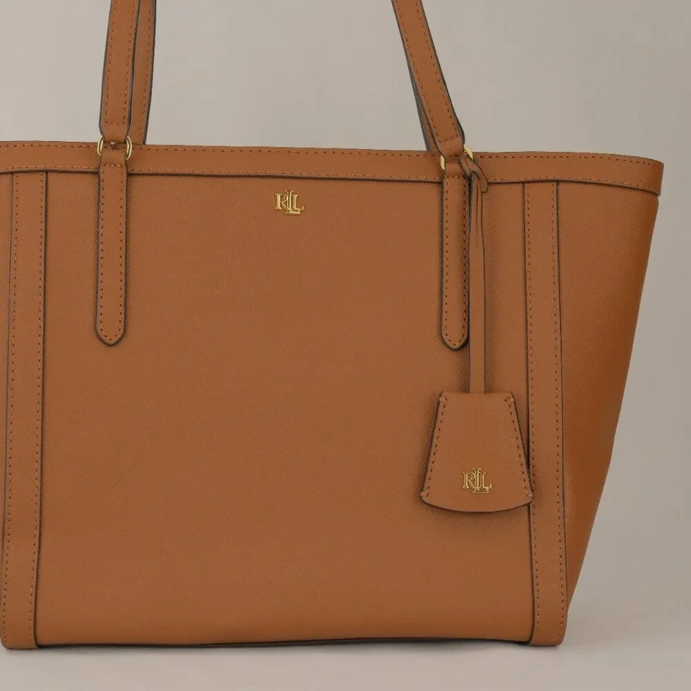 Lauren Ralph Lauren Clare Cross Hatch Leather Slim Tote, Brown